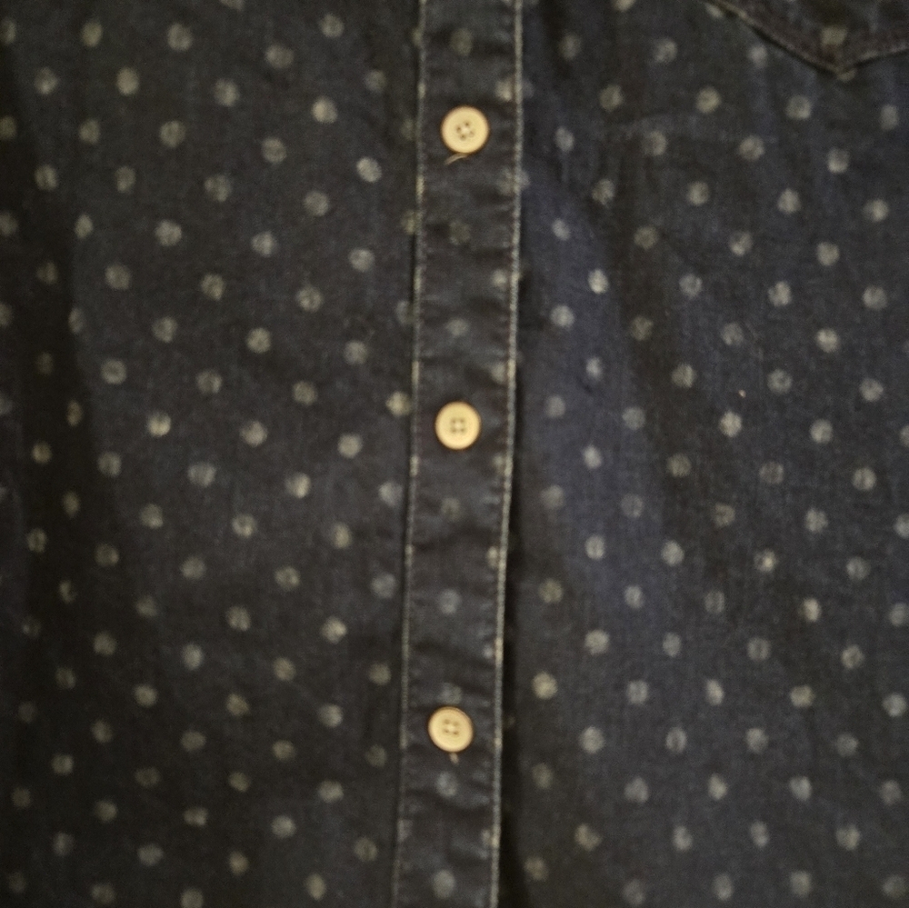 Madewell Boyfriend Polka Dot Chambray Button Down Shirt Size Small - Picture 6 of 8